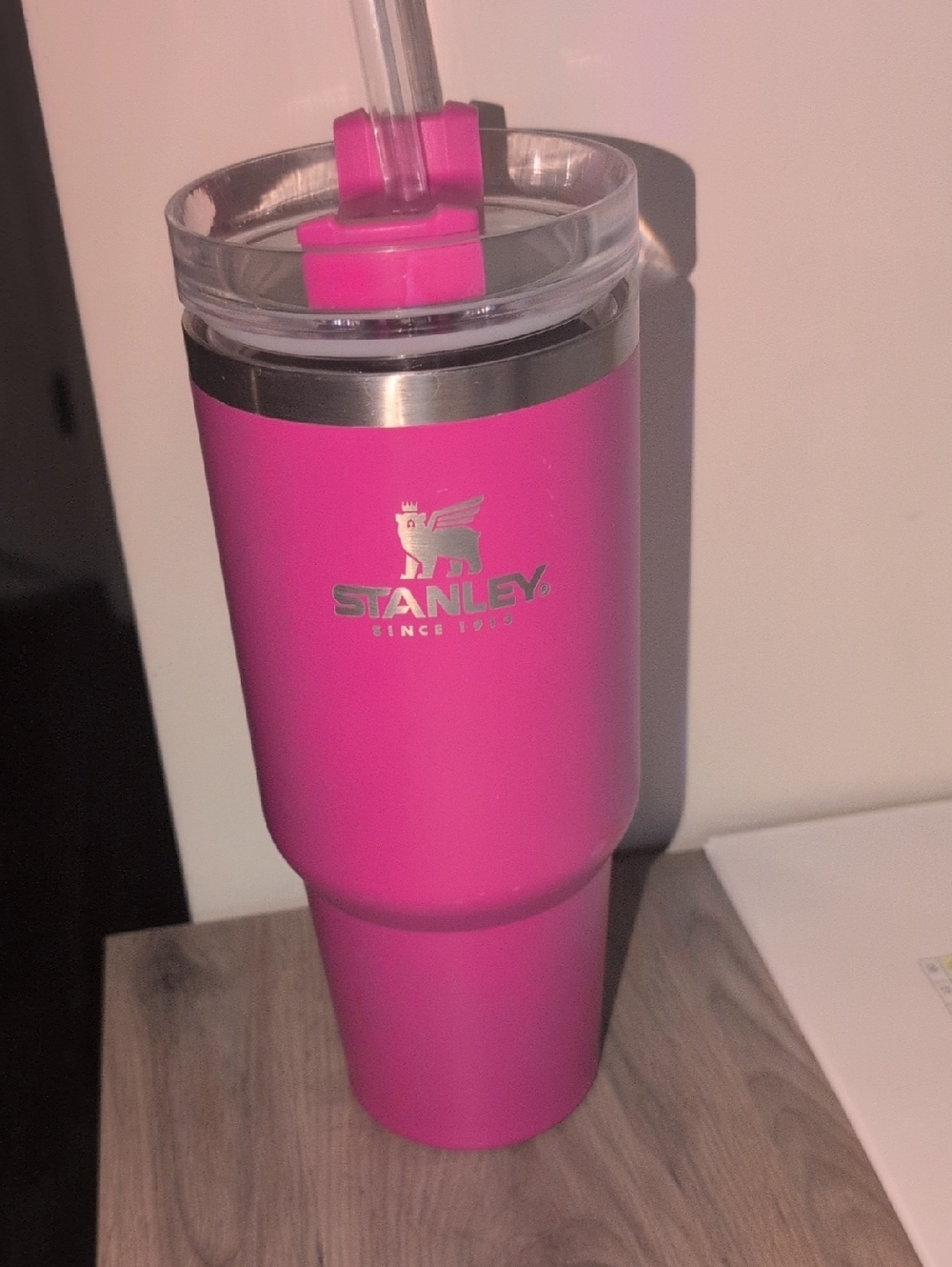 Stanley Pink Stainless Tumbler with Clear Lid and Straw